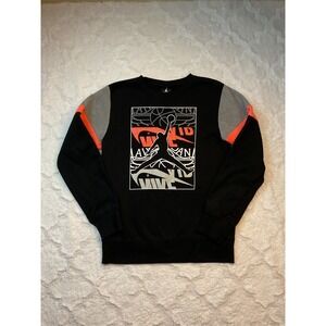 Jordan Pullover Sweatshirt JUMPMAN Graphic‎ Black Gray Orange